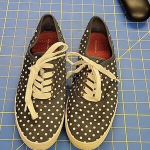 City Sneaks Black & White Polka Dot Lace Up Shoes